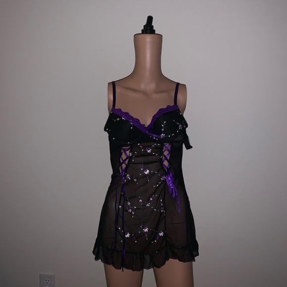 indulge Other - Indulgence Black & Purple Lingerie Top size S